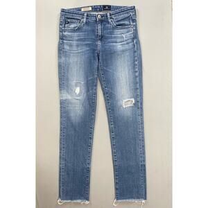 AG The Stevie Cuff Slim Straight Lightweight Denim Fray Jeans. Women's 27, GUC!